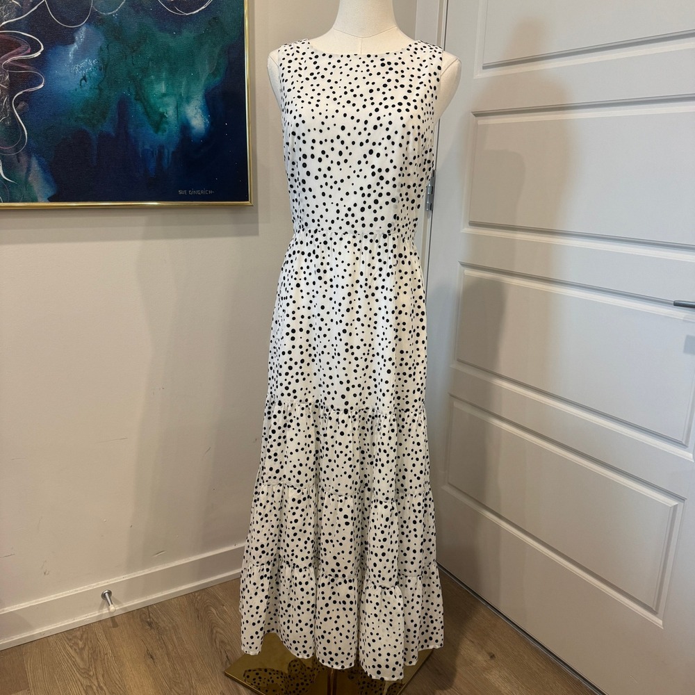 BB Dakota Something About Dots Maxi Dress Ivory Polka Dot Tiered Small NWT